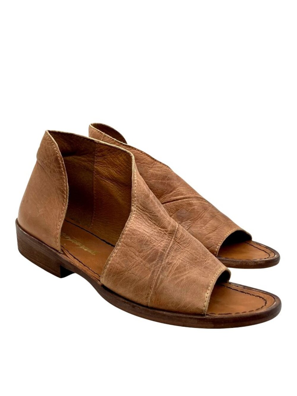 Free People Mont Blanc Asymmetrical Sandal 36 Leather Cut Out D'Orsay Flat Shoes